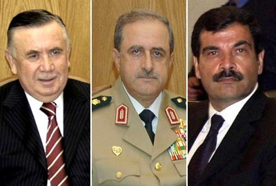 Syrští generálové Hassan Turkmani. Daud Rajha a Assef Chawkat zemřeli na poli slávy 18 července 2012