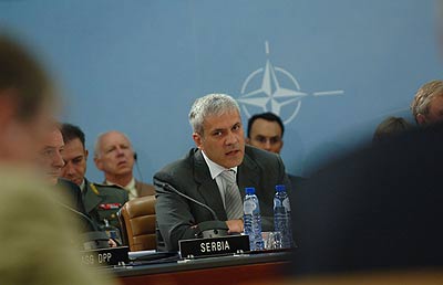 El presidente serbio Boris Tadic en la sede de la OTAN, el 19 de julio de 2006