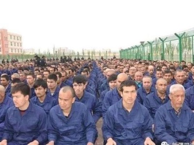 Islamist prisoners at the Deradicalisation Camp in Lop.